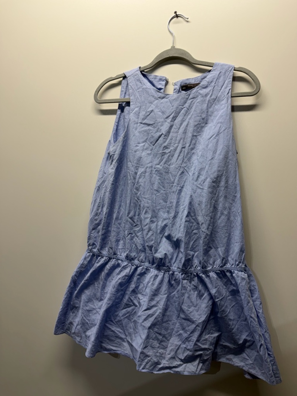 Zara Light Blue Sleeveless Peplum Top